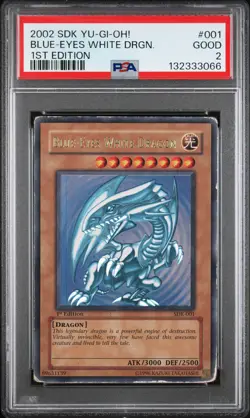 2002 YU-GI-OH! STARTER DECK: KAIBA 1ST ED #001 BLUE-EYES WHITE DRAGON PSA 2 - Image 1