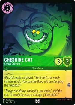 Disney Lorcana Cheshire Cat 74/204 Cold Foil Rise Of The Floodborn Holo - Image 1