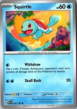 Squirtle 007/165 Common SV: Scarlet & Violet 151 LP Pokemon Card - Image 1