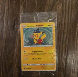 Special Delivery Pikachu SWSH074 Promo Pokemon Card – Sealed Holo Swirl - Image 1