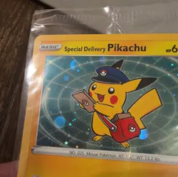 Special Delivery Pikachu SWSH074 Promo Pokemon Card – Sealed Holo Swirl - Image 3