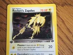Pokemon 2000 1st Edition Gym Challenge Rocket's Zapdos rare holo card PSA 9 - Image 5