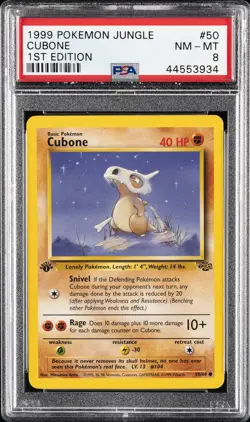 1999 POKEMON JUNGLE 1ST ED #50 CUBONE PSA 8 - Image 1