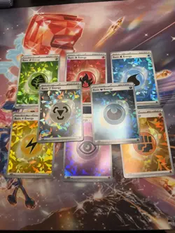 Pokemon ✨ Energy Cards Terapagos UPC cracked Ice Set of 8 TCG Holo Foil - Image 1