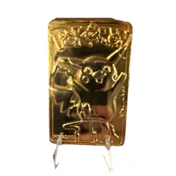 Vintage 1999 BK 23K Gold Plated Pokemon Pikachu Metal Trading Card - Image 1