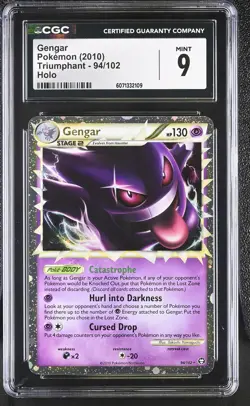 CGC 9 MINT Gengar 2010 Triumphant 94/102 Holo Pokemon Card - Image 1