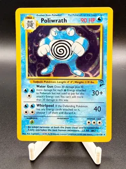 Poliwrath Base Set 2 Holo Unlimited Rare Pokemon TCG Card 15/130 LP - Image 1