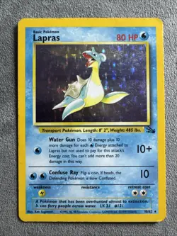 1999 Pokemon TCG Lapras Fossil Holo Unlimited Rare Card 10/62 - Image 1