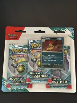 Pokemon TCG Journey Together 3 Pack Blister ( Scrafty ) Sealed Booster - Image 1