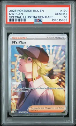 2025 POKEMON BLK EN-BLACK BOLT SPECIAL ILLUSTRATION RARE #170 N'S PLAN PSA 10 - Image 1