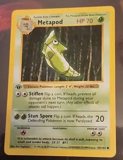 1999 Pokemon Metapod 1st Edition 054/102 Base Set - Image 1