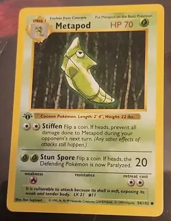 1999 Pokemon Metapod 1st Edition 054/102 Base Set - Image 2