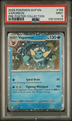 Vaporeon Cosmos Holo Black Star Promo #168 - Prismatic Evolutions - PSA 9 - Image 1