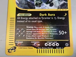 Pokemon Base Set Expedition #66/165 non-holo TYRANITAR hasnt been played - Image 3