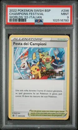2022 POKEMON SWSH BLACK STAR PROMO #296 CHAMPIONS FESTIVAL PSA 9 - Image 1