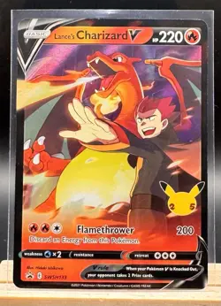 Lance's Charizard V SWSH133 Black Star Promo Celebrations Pokemon TCG NM - Image 1