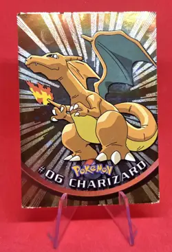1999 Topps Pokemon Series 1 Charizard #6 Foil Targets Black Logo - VINTAGE - Image 1