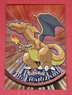1999 Topps Pokemon Series 1 Charizard #6 Foil Targets Black Logo - VINTAGE - Image 2