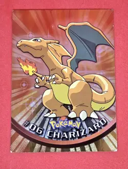 1999 Topps Pokemon Series 1 Charizard #6 Foil Targets Black Logo - VINTAGE - Image 3