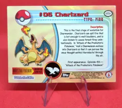 1999 Topps Pokemon Series 1 Charizard #6 Foil Targets Black Logo - VINTAGE - Image 4