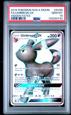 2019 POKEMON SUN & MOON HIDDEN FATES #SV69 FULL ART/UMBREON GX PSA 10 - Image 1