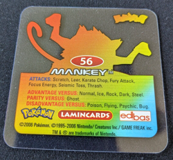 Pokemon Lamincards Mankey #56 2006 Edibas English GREAT condition - Image 2