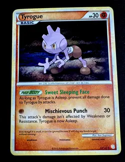 Tyrogue 33/123 LP Rare HeartGold SoulSilver Pokemon Card Light Play - Image 1