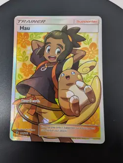 Hau Ultra Rare Full Art NM-M 144/145 Sun & Moon Guardians Rising Pokemon Card - Image 4