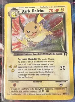 Pokemon TCG Dark Raichu Team Rocket 83/82 Holo Secret Rare HP. - Image 1