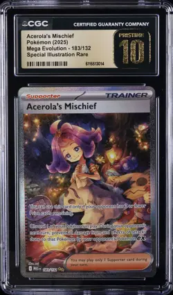 2025 POKEMON MEGA EVOLUTIONS ACEROLA’S MISCHIEF SIR HOLO #183 CGC 10 PRISTINE - Image 1
