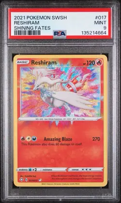 2021 POKEMON SWORD & SHIELD SHINING FATES #017 RESHIRAM PSA 9 - Image 1