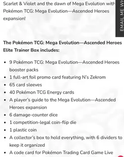 🔥 Pokemon TCG Mega Evolution 🔥 Ascended Heroes Reg Elite Trainer Box Sealed - Image 4