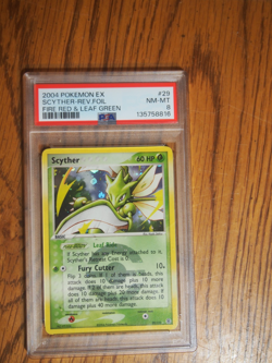 Pokemon 2004 Fire Red Leaf Green Scyther reverse holo card, PSA 8 - Image 1