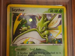 Pokemon 2004 Fire Red Leaf Green Scyther reverse holo card, PSA 8 - Image 3