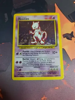 Pokemon TCG Card Mewtwo 10/102 Base Set Unlimited Holo Rare HP - Image 1