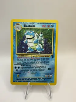 Pokemon Blastoise Base Set 2 Holo Rare Card 2/130 English 100 LP SWIRL!!! - Image 1