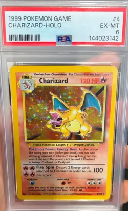 🔥 1999 Charizard Base Set Pokemon #4 Holo 🔥 PSA 6 🐉FRESH SLAB!🐉 - Image 1