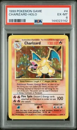 🔥 1999 Charizard Base Set Pokemon #4 Holo 🔥 PSA 6 🐉FRESH SLAB!🐉 - Image 3
