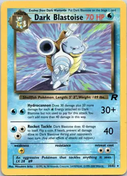 Pokemon TCG Dark Blastoise Non-Holo Rare 20/82 Team Rocket Vintage Pokemon - Image 1