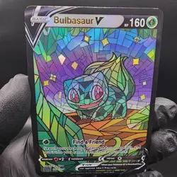 Pokemon Bulbasaur V Stain Glass Holo with Texture Read Description - Image 1