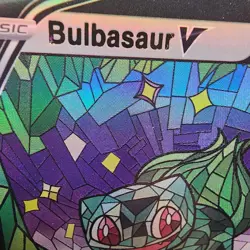 Pokemon Bulbasaur V Stain Glass Holo with Texture Read Description - Image 2