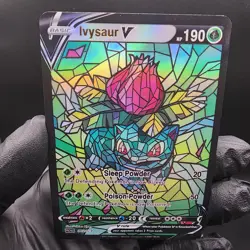 Pokemon Ivysaur V Stain Glass CHolo With Texture Read Description - Image 1