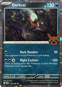 Pokemon TCG Darkrai 136/197 Halloween Trick Or Trade 2023 Cosmos Holo Rare Card - Image 1