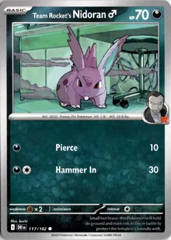 Team Rocket's Nidoran M Common SV10: Destined Rivals 117/182 Pokemon Card TCG - Image 1