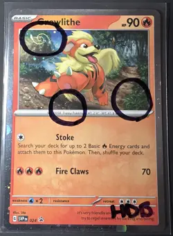 3 Swirl Pokemon Growlithe Black Star SVP 024 Promo Card Full HD Swirl HDB - Image 1