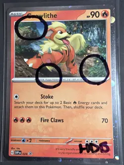 3 Swirl Pokemon Growlithe Black Star SVP 024 Promo Card Full HD Swirl HDB - Image 2