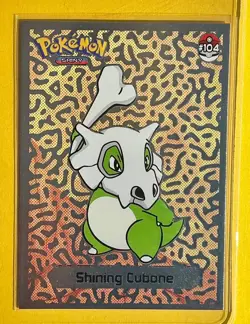 💥 Shiny CUBONE Pokemon Vintage Art CARD Metallic Foil Collectible Anime NM💥 - Image 1