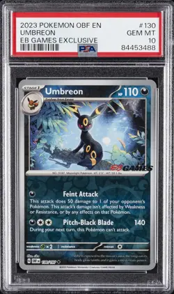 2023 POKEMON OBF EN-OBSIDIAN FLAMES EB GAMES EXCLUSIVE #130 UMBREON PSA 10 - Image 1