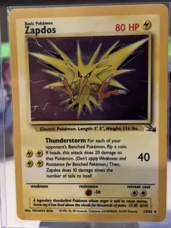 Pokemon TCG Zapdos Fossil 15 Holo Unlimited Holo Rare MP - Image 1