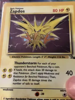 Pokemon TCG Zapdos Fossil 15 Holo Unlimited Holo Rare MP - Image 2